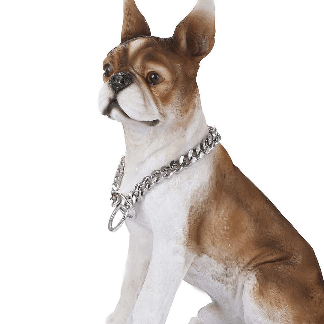 13Mm Silver Cut Curb Cuban Link Stainless Steel Dog Chain Pet Collar