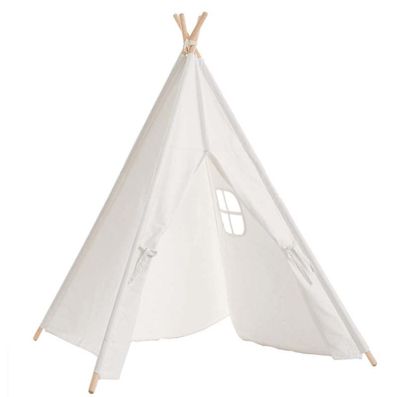 Large Teepee Tent Kids Cotton Canvas Pretend Play House Entertainment for Boy Girls Children'S Gifts - MRSLM