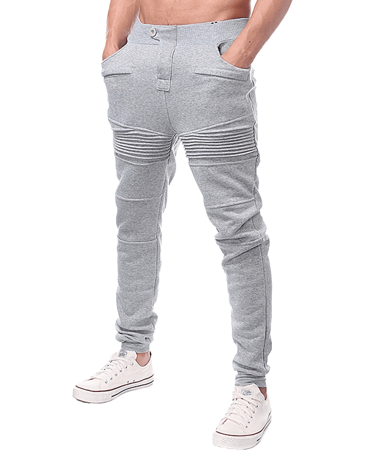 Mens Sports Drawstring Solid Color Trousers