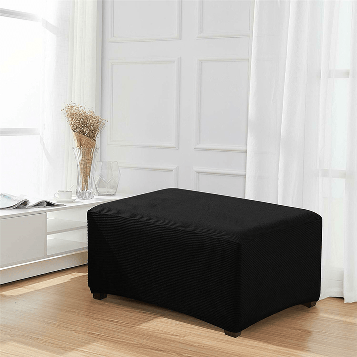 Stretchy Fabric Footstool Cover Square Ottoman Protector Stretch Slipcover for Home Sofa