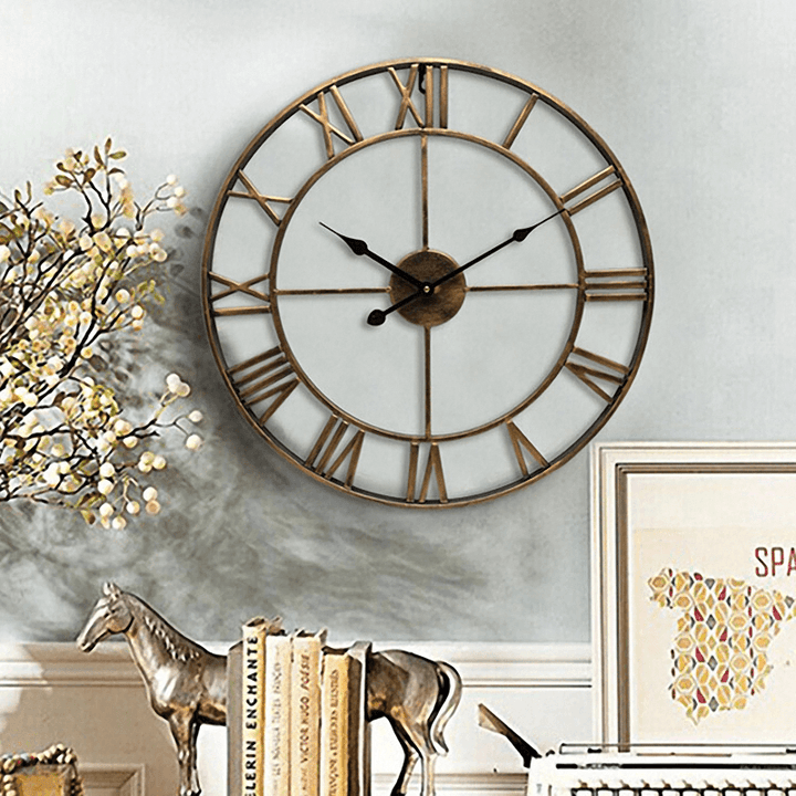 Creative Wall Clock Living Room round Hollow Out Cafe Bar Wrought Metal Vintage Wall Clock