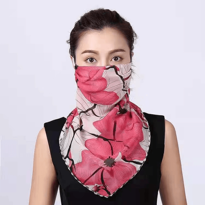 Fashion Printing Women'S Enlarged Neck Mask, Driving Sunshade and Sunscreen Mask