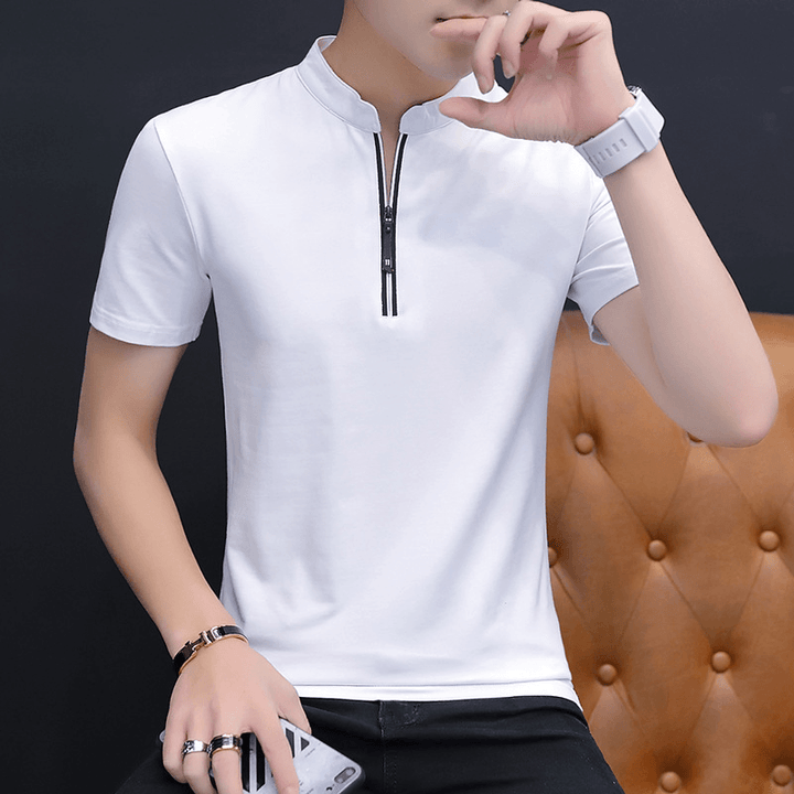 Men Short-Sleeved Slim Lapel Casual T-Shirts - MRSLM