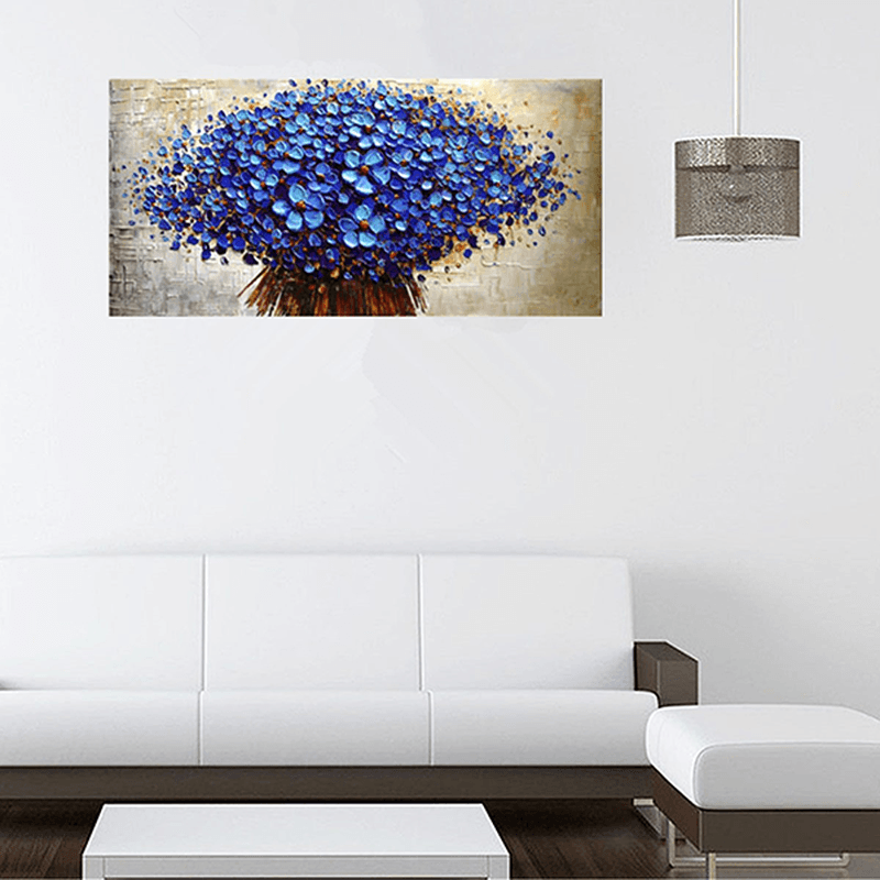 Blue Unframed Tree Canvas Art Oil Paintings Modern Abstract Wall Home Decor