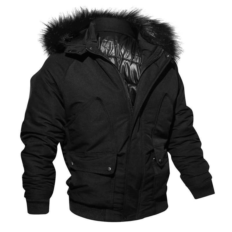 Mens Winter Thick Big Pocket Windproof Outdoor Hooded Jacket