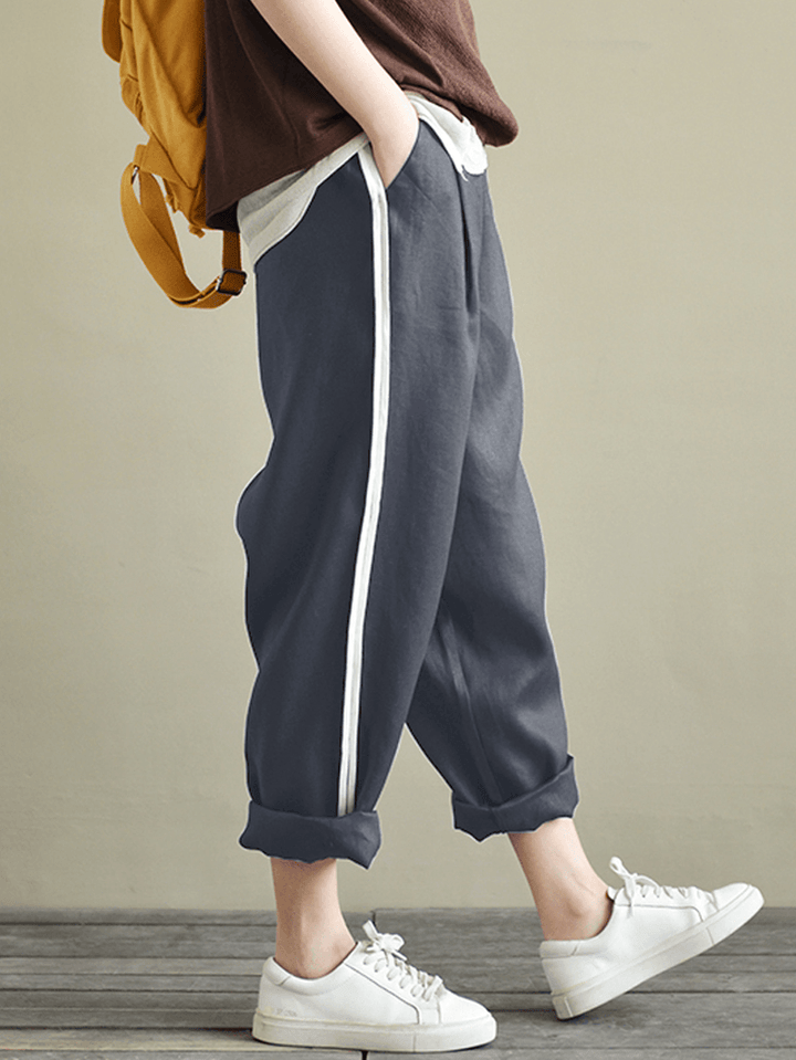 Women Striped High Waist Long Harem Loose Trousers