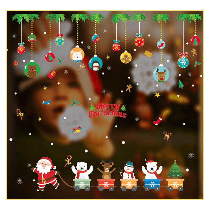 2020 Christmas Decoration Sticker Glass Windows Decals Merry Christmas Home Decoration Wall Stickers Kids Room New Year Wallpaper