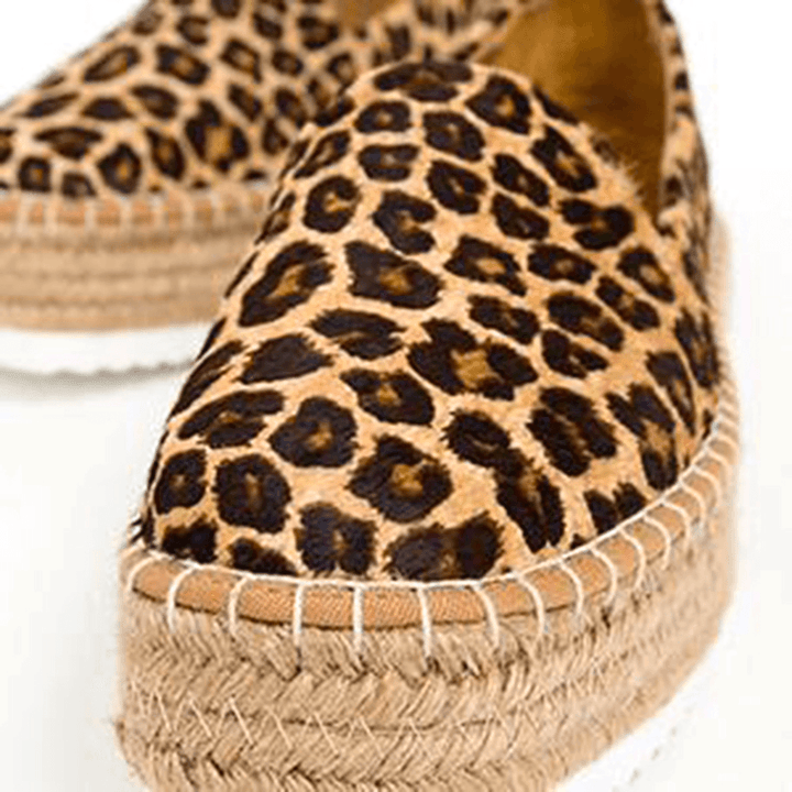 Women Suede Espadrilles Straw Braided Platform Loafers