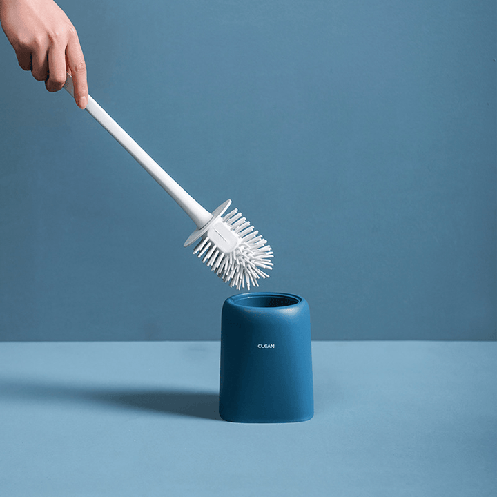 Toilet Brush and Holder Set Soft Silicone Bristle Toilet Bowl Brush Compact Toilet Brush for Bathroom Cleaning