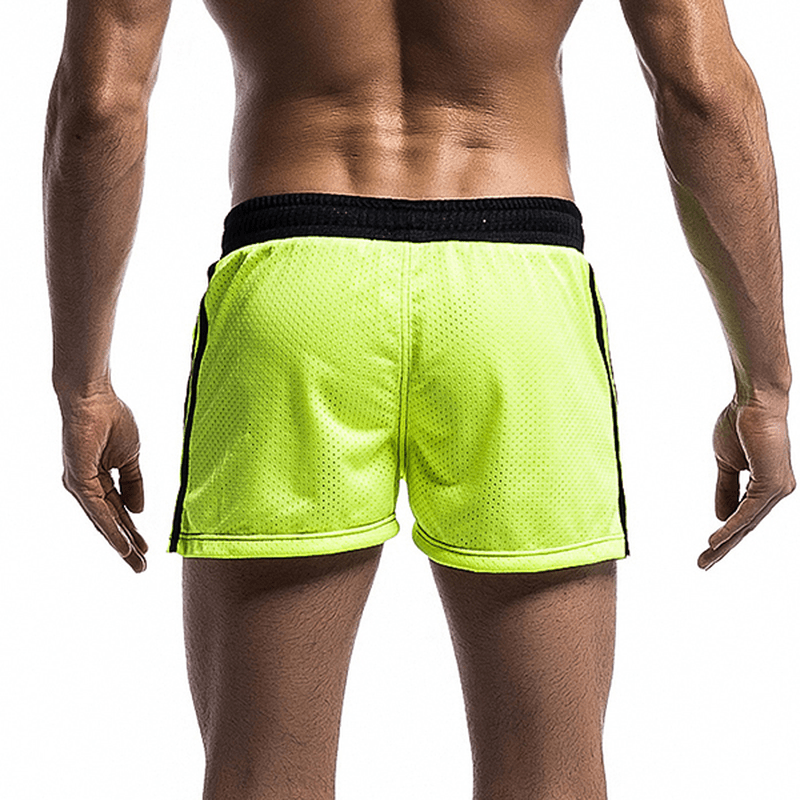 Mens Mesh Underwear Shorts Leisure Fashion Running Fitness Elastic Waist Drawstring Sports Shorts