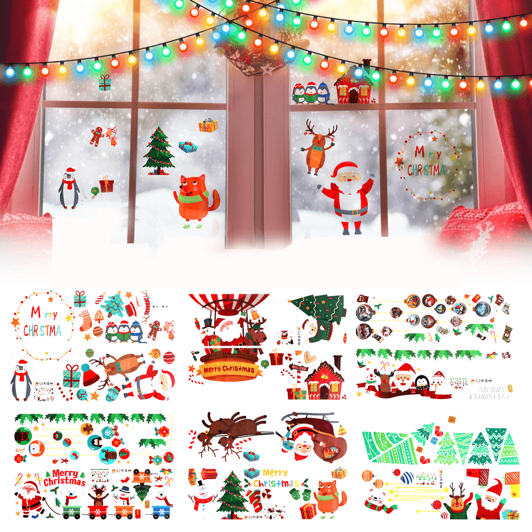 2020 Christmas Decoration Sticker Glass Windows Decals Merry Christmas Home Decoration Wall Stickers Kids Room New Year Wallpaper