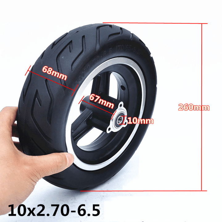 10 Inch 10X2.70-6.5 Electric Scooter Vacuum Tire Set with Disc Brake Inflation Free Solid Tire Scooters Wheels Accessories - MRSLM