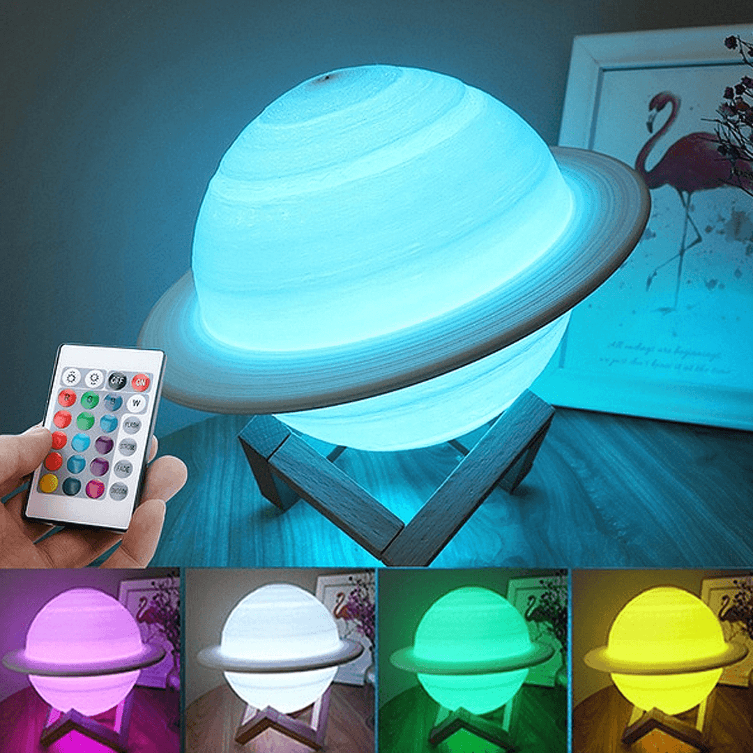 3D LED USB Saturn Star Light Sleep Romantic Starry Night Sky Desk Lamp Remote Control