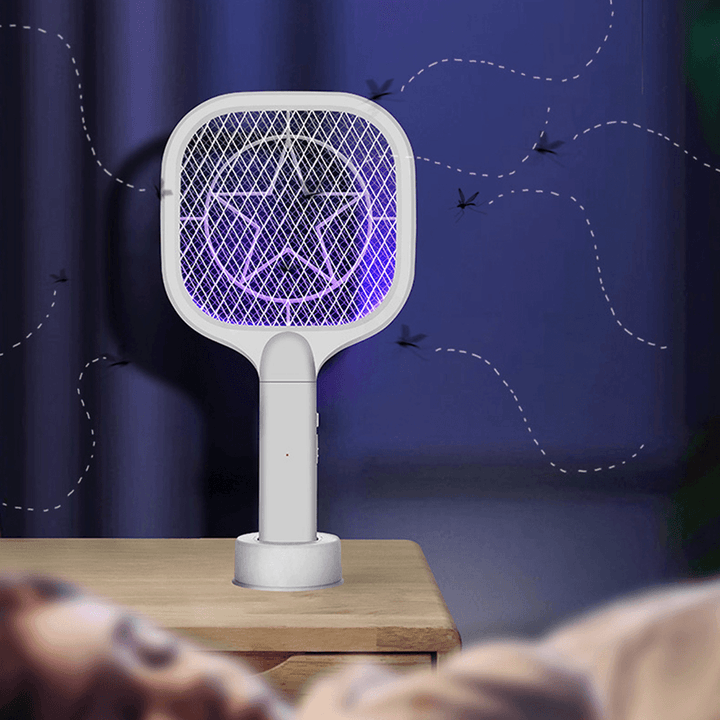 2 in 1 Electric Insect Fly Swatter USB Rechargeable Home anti Mosquito Fly Bug Zapper Racket Killer Trap Lamp