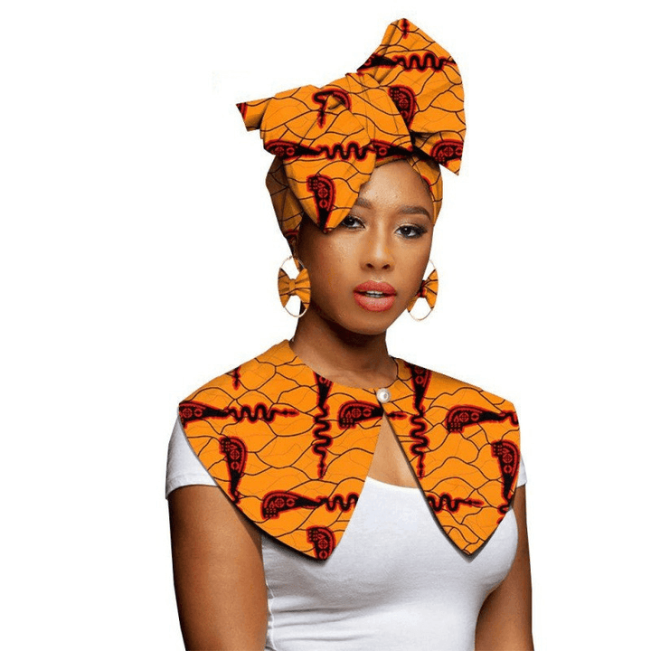 African Printing Batik Cotton Scarf Exaggerated Earrings Shawl African Earrings