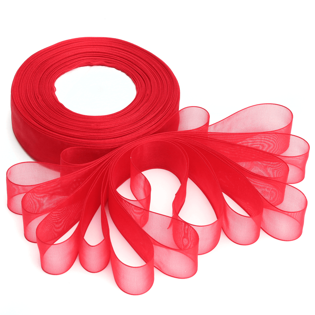 50 Yard 25Mm Transparent Organza Ribbon Wedding Party DIY Decoration - MRSLM