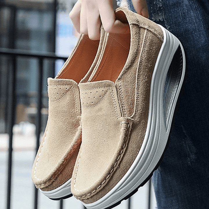 Women Leather Rocker Sole Casual Loafers