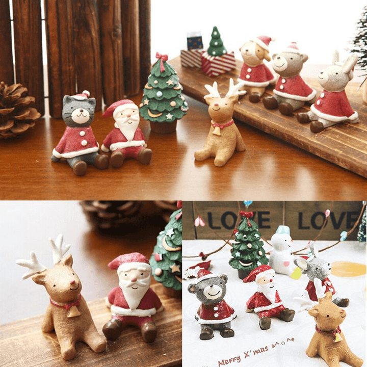 Lovely Christmas Wedding Santa Animals Decoration Cute Resin Gift Home Decor Furnishings