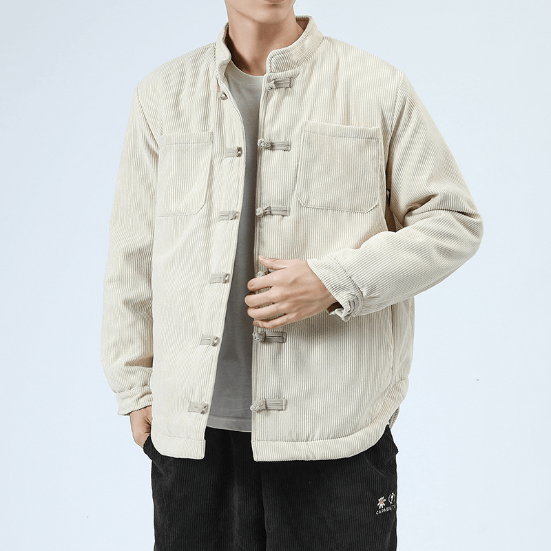 Men'S Casual Cotton-Padded Buckle Top Coat