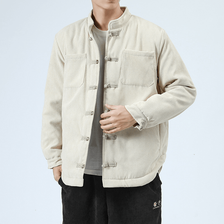 Men'S Casual Cotton-Padded Buckle Top Coat