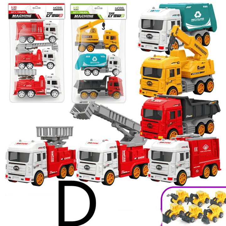 Children'S Car Toy Inertial Crane Excavator Truck Fire Truck Set