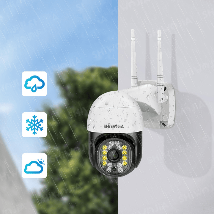 SHIWOJIA Smart WIFI Home Security Camera Outdoor Camera 1080P HD IP66 Waterproof Pan Tilt 360¬∞View Wireless IP Camera with Color Night Vision Motion Detecting Home Cameras