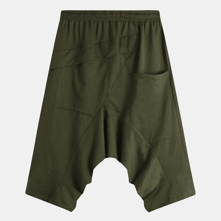 Men'S Army Green Cotton Shorts Drop Crotch Pants