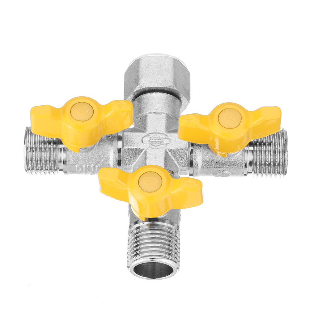 1/2" Garden Hose Tap Manifold Quick Connector Three Outlet 3 Way Water Splitter Valve Adapter for Washing Machine Faucet