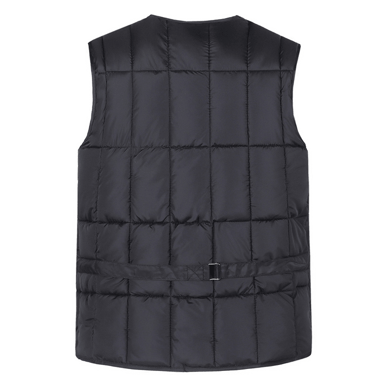 Mens Casual Loose Fit V Neck Multi Pockets Solid Color Autumn Winter Vest