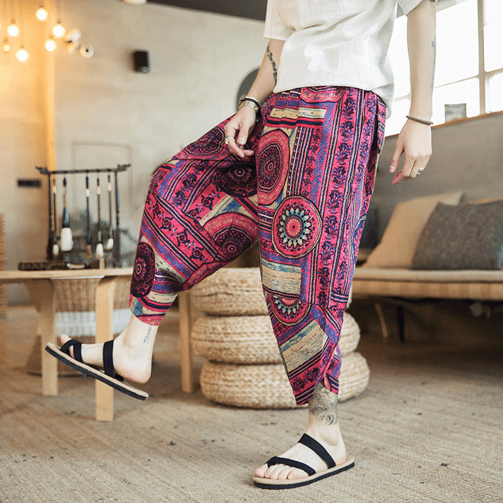 Ethnic Style Printing Baggy Harem Pants