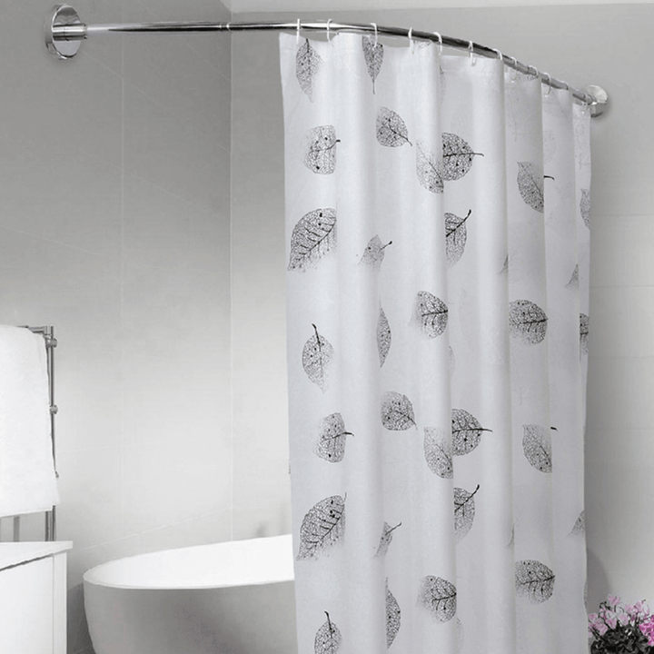 Punch-Free Shower Bath Curtain Rod Telescopic Curved Pole Rod Spring