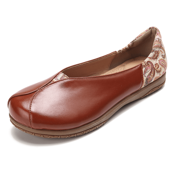 Women Splicing Pattern Slip Resistant Casual Flat Loafers - MRSLM