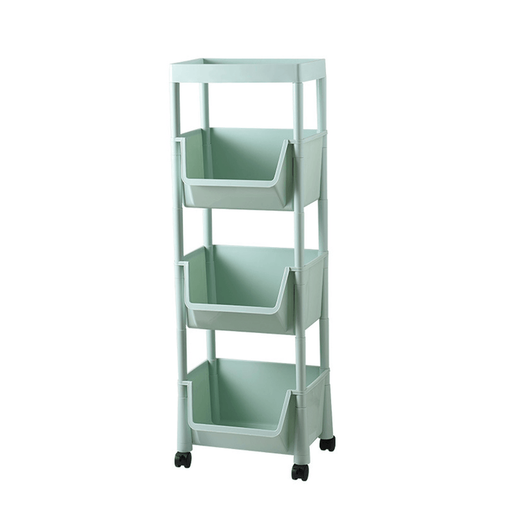 3 Layers Movable Kitchen Storage Rack with Wheels Vegetable Fruit Basket Kitchen Organizer Multi-Functional Storage Shelf - MRSLM