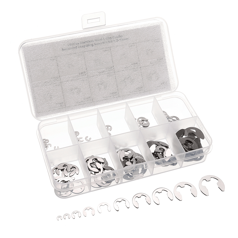 Suleve‚Ñ¢ MXSE1 120Pcs Stainless Steel E-Clip Assortment Kit 1.5-10Mm Circlip Tools Kit