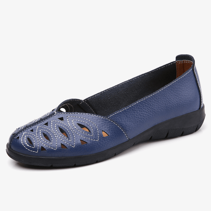 Women Stitching Flower Hollow Non Slip Casual Slip on Loafers