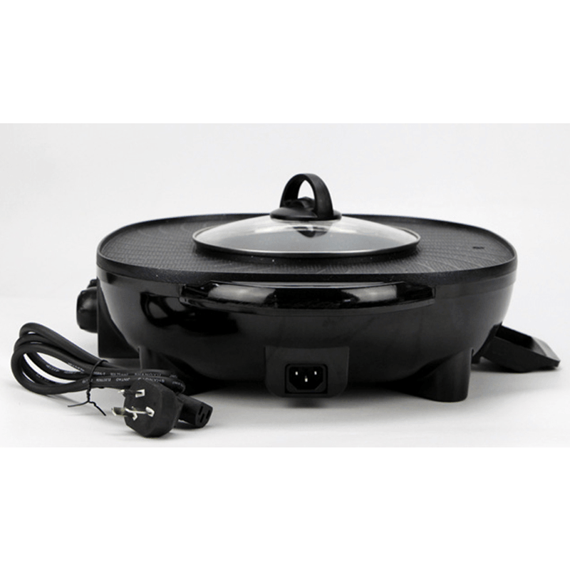 220V 2 in 1 Electric Smokeless Hotpot Oven Barbecue Pan Hot Pot BBQ Grill Machine