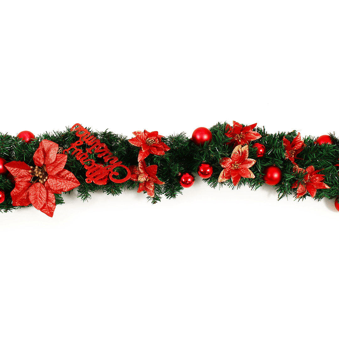 2.7M Christmas Garland Party Atificial Rattan Bow Home Wall Ornament Decorations