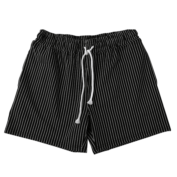 Mens Striped Casual Jogger Elastic Waist Shorts Pants