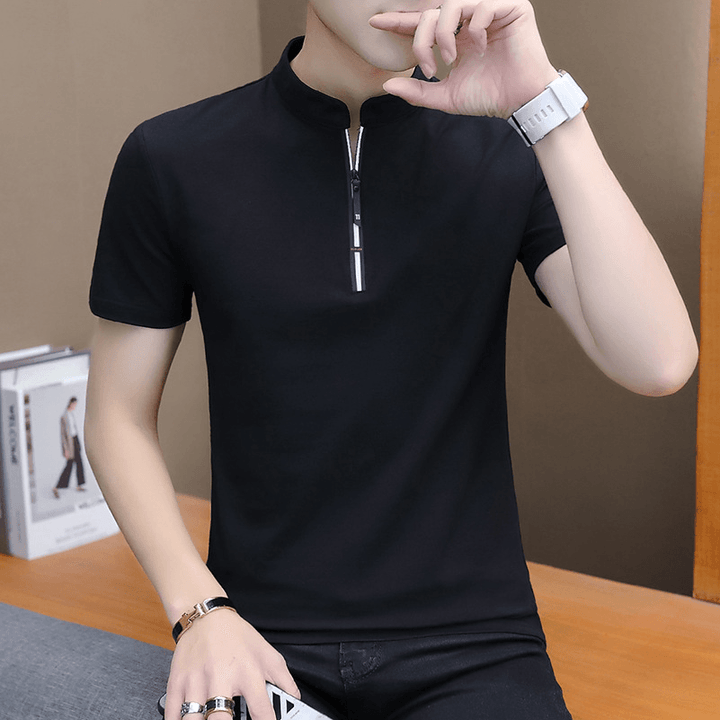 Men Short-Sleeved Slim Lapel Casual T-Shirts - MRSLM