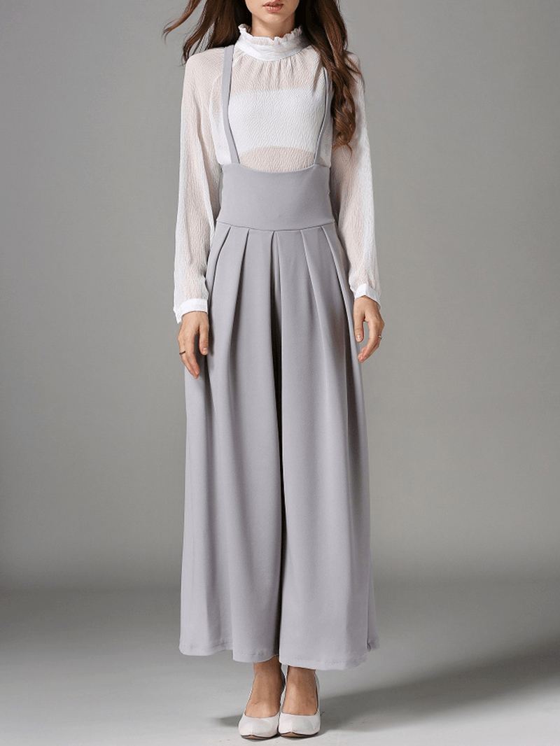 Sleeveless Straps Loose Wide Leg Pants