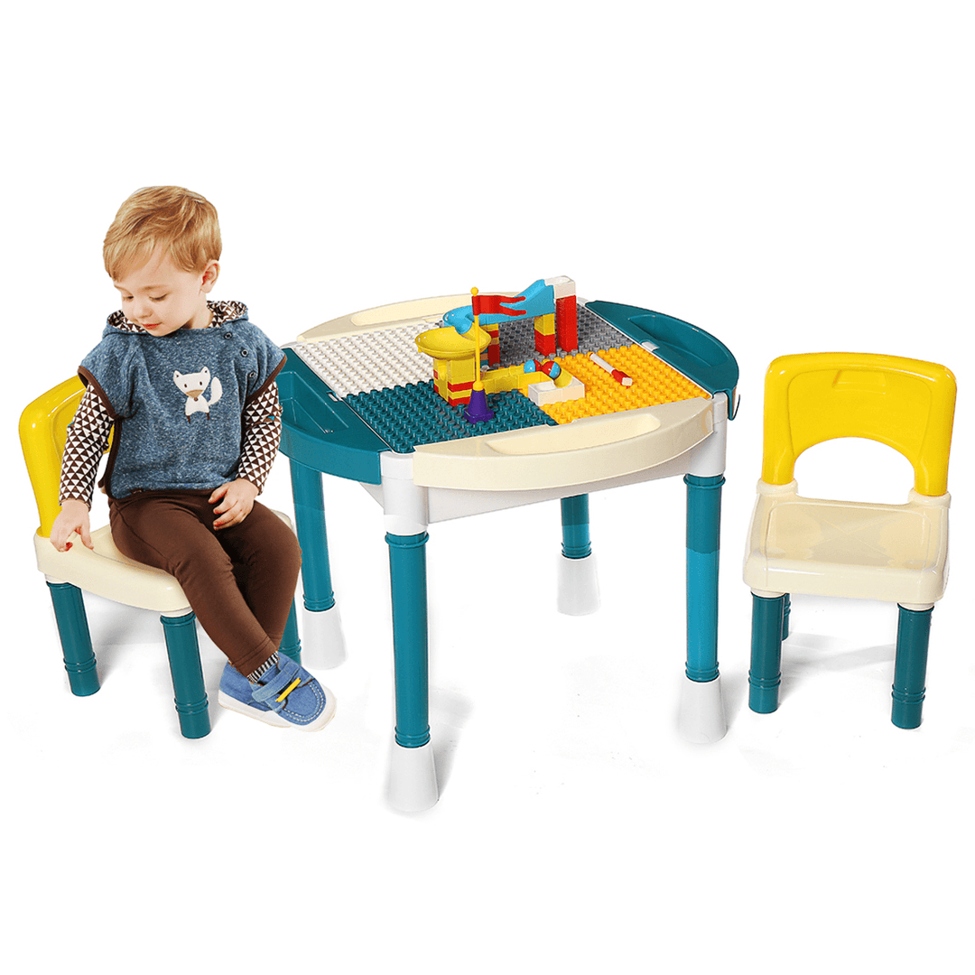 Children Building Blocks Kids Table and Chairs Set Toy Bricks Activity Play Baby