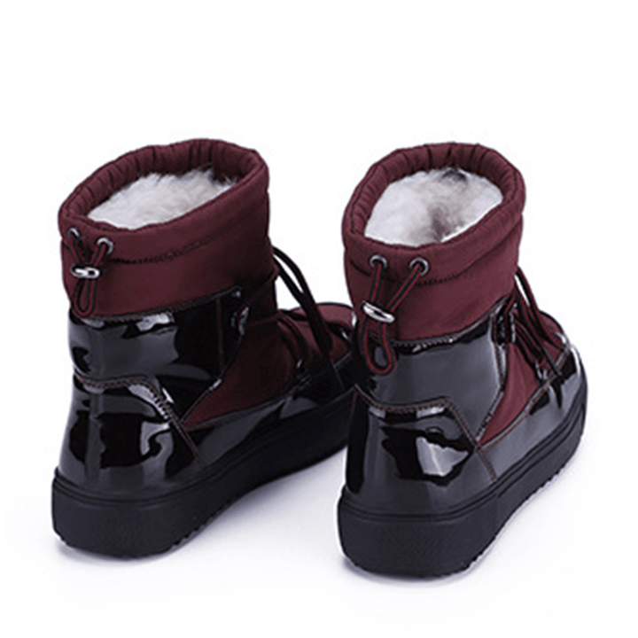 Warm Lining Waterproof Lace up Thick Sole Snow Boots for Women