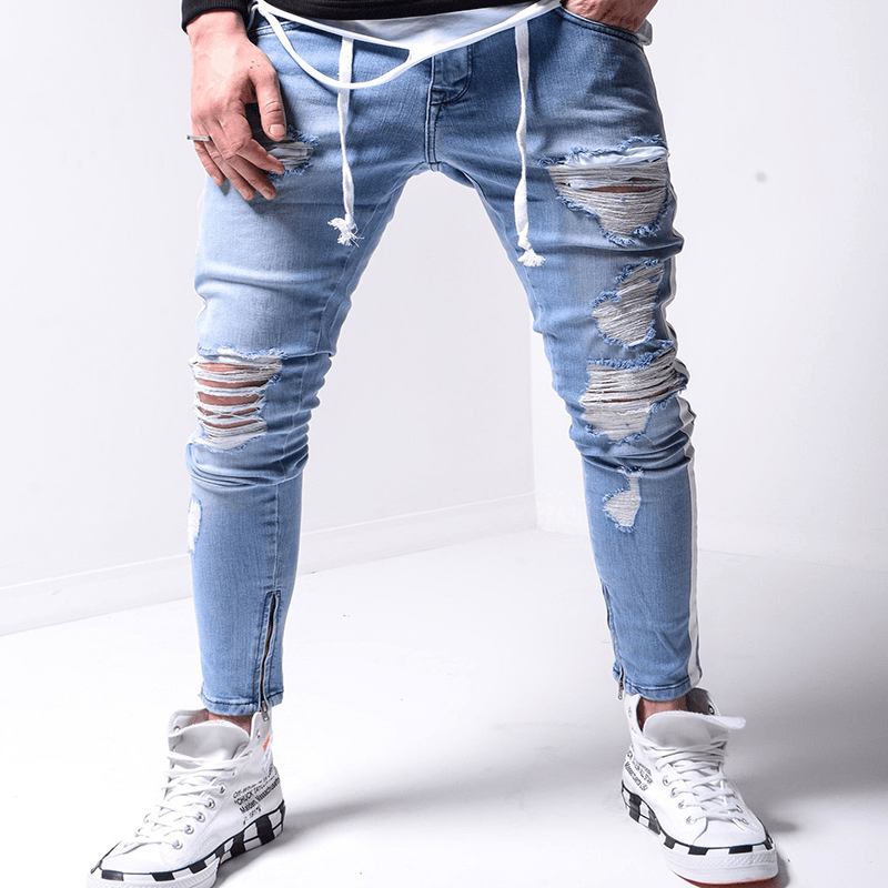 Men'S Denim Ripped Slim Fit Street Pants