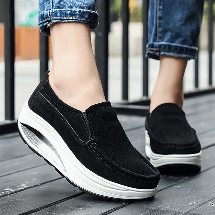 Women Leather Rocker Sole Casual Loafers