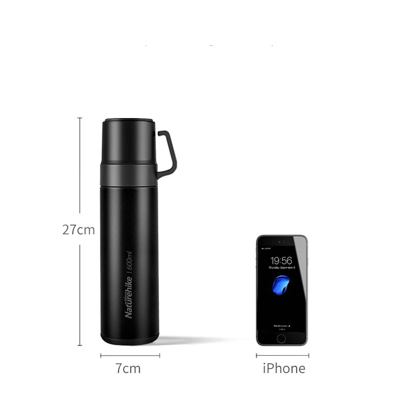 Naturehike NH17S020-B 600Ml 304 Stainless Steel Vacuum Cup Double Lid Bottle Camping Travel