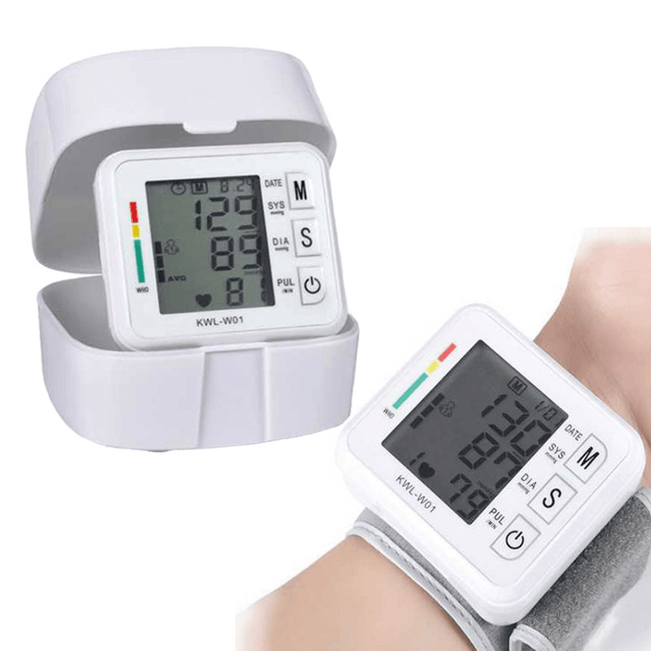 Boxym Wrist Blood Pressure Monitor Automatic LCD Blood Pressure Measurement Electronic Sphygmomanometer Tonometer Health Household Heart Rate Equipment