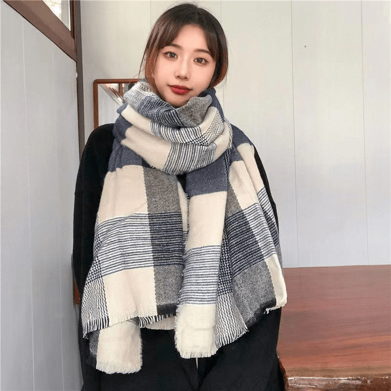 Imitated Wool All-Match Double-Sided Autumn and Winter Thickened Warm Scarf