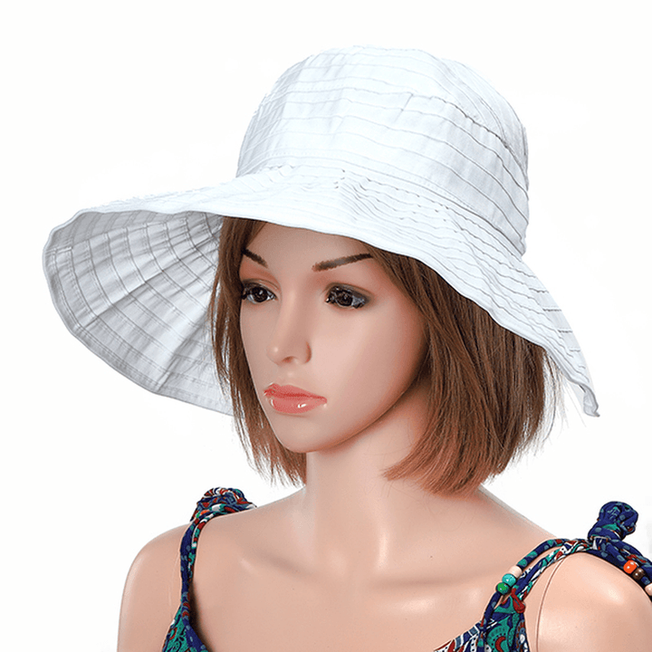 Women Foldable Sun Protective Beach Hat Summer Outdoor Gardening Anti-Uv Wide Brim Visor Cap - MRSLM