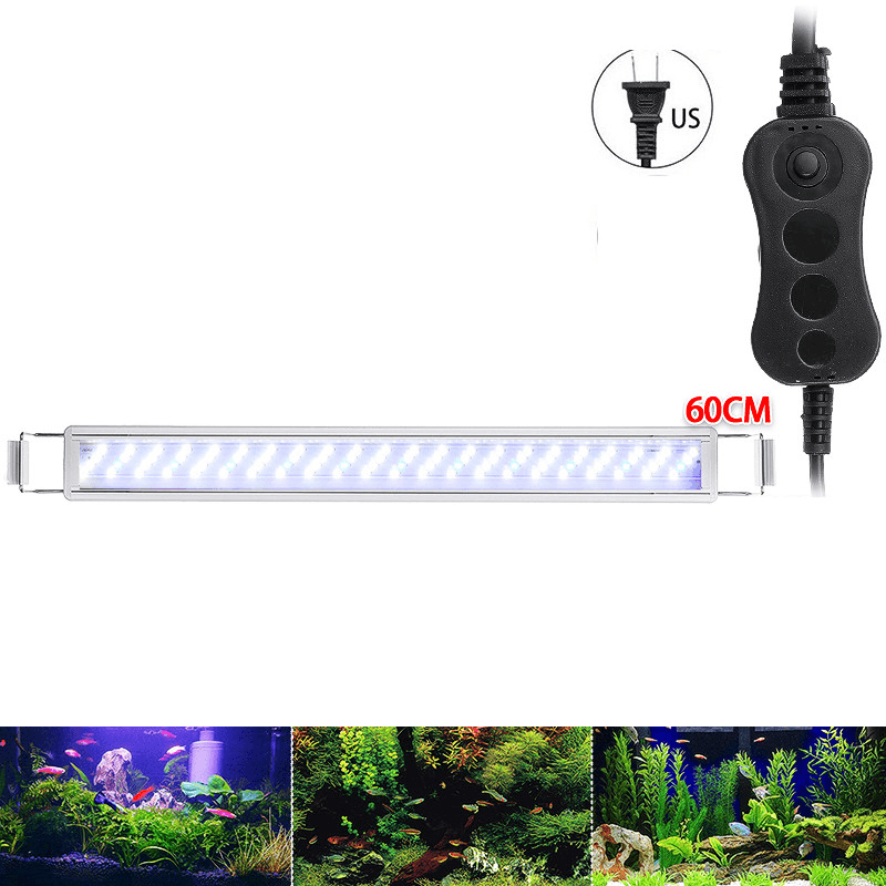 16W LED Fish Tank Light 60CM Aquarium Bracket Clip Light Aquarium Lighting Extendable Aquatic Plant Light for 60-80Cm Fish Tank