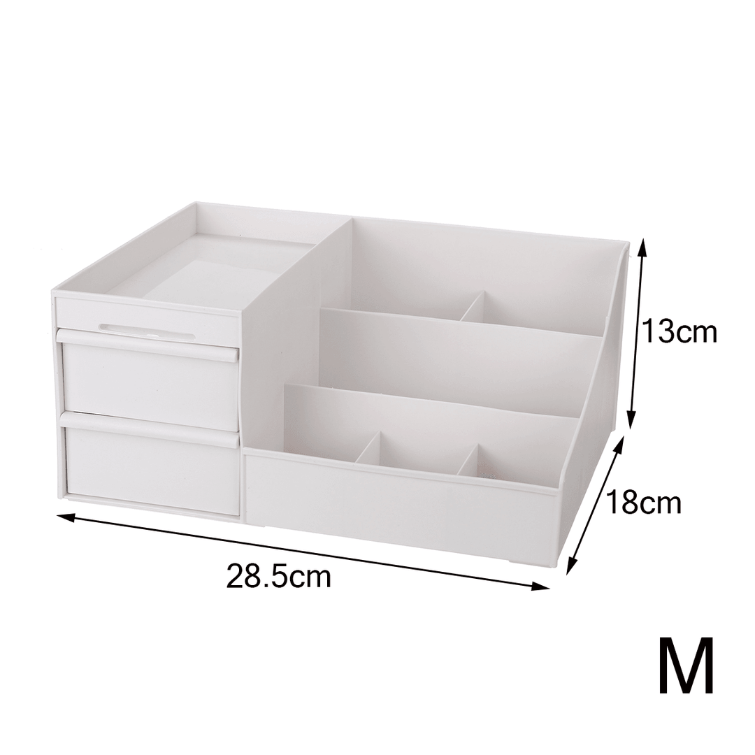 Plastic Cosmetic Makeup Storage Box Organizer Case Holder Jewelry with Drawer - MRSLM